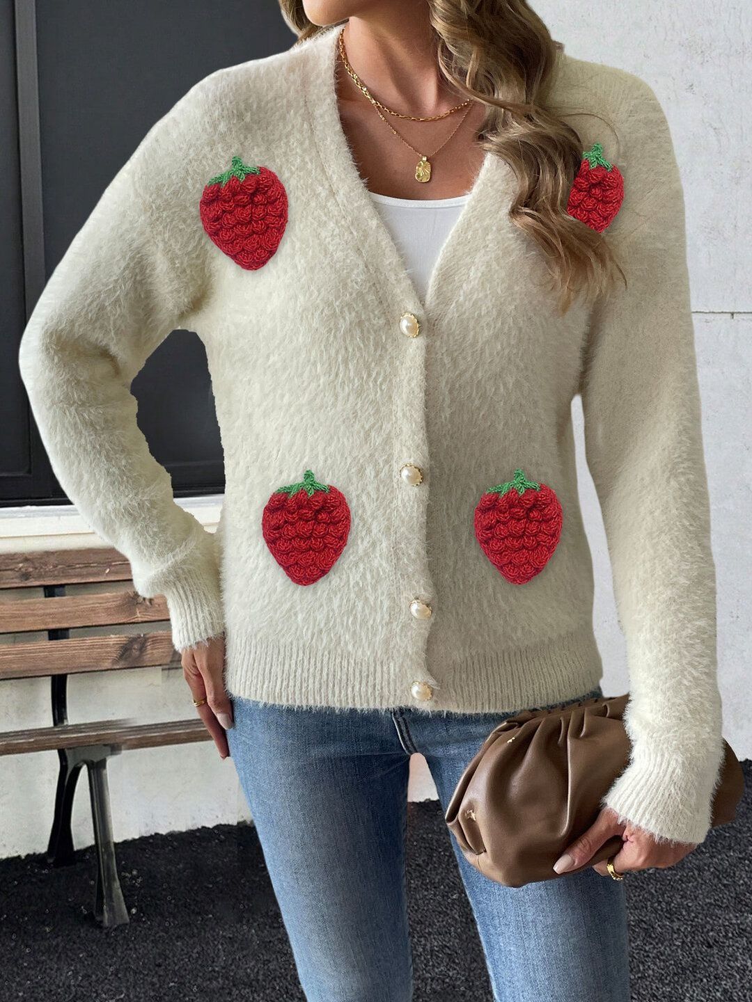 Women Embroidered Cardigan with Embroidered Detail