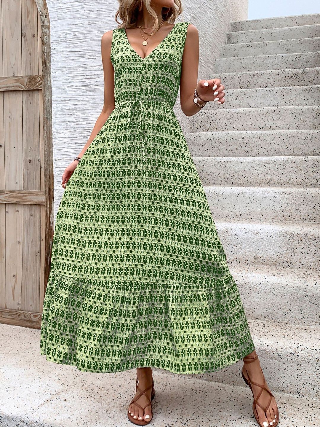 Print Fit & Flare Maxi Dress