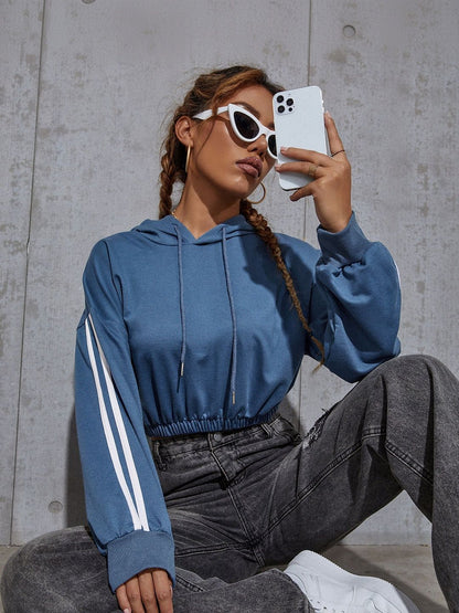 Women Striped Hooded Sweatshirt