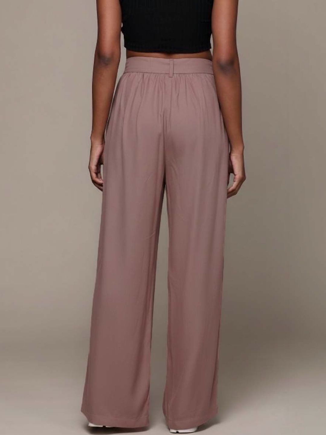 Women High-Rise Wrinkle Free Pleated Trousers