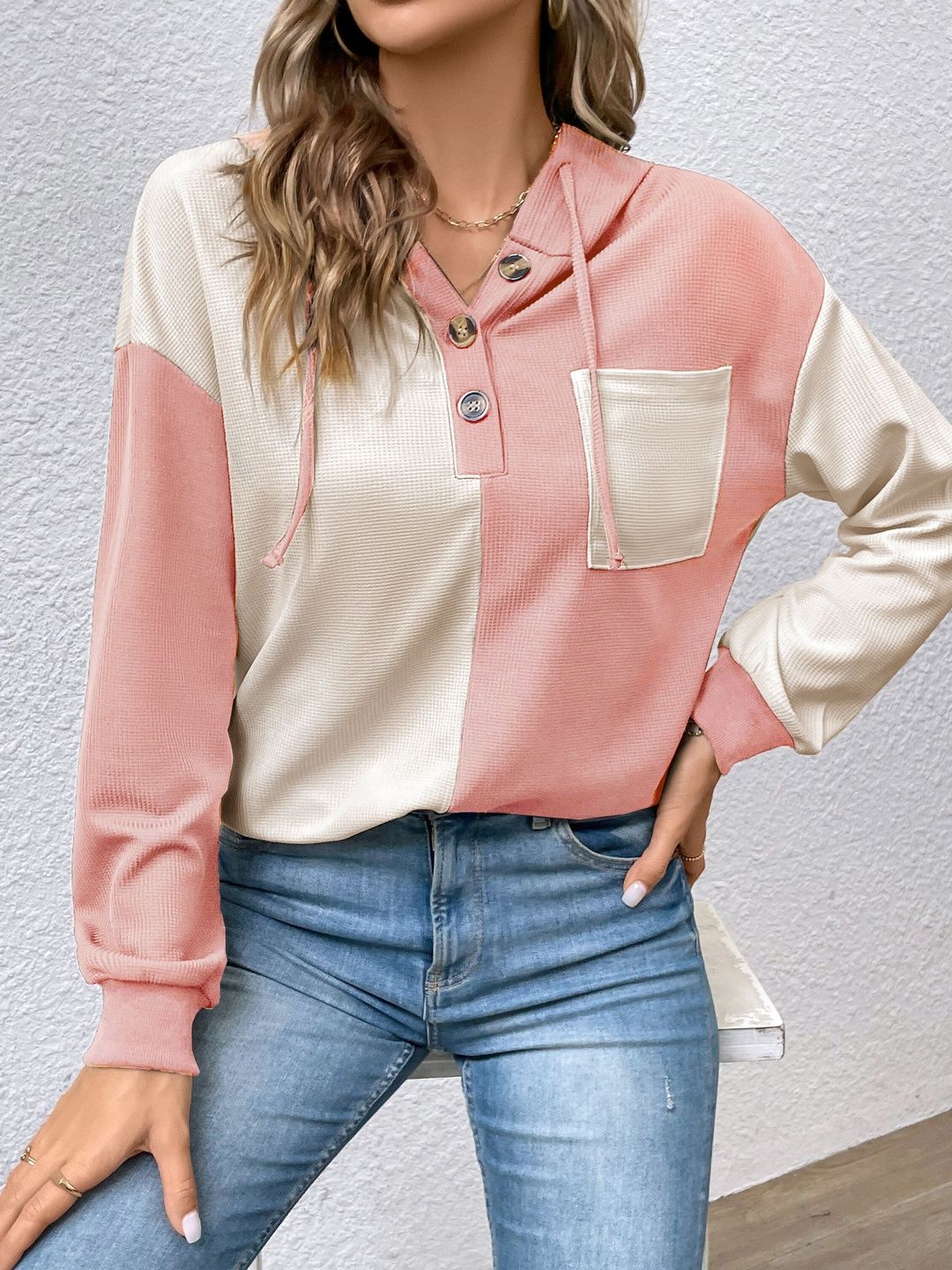Women Colourblocked Hooded Sweatshirt