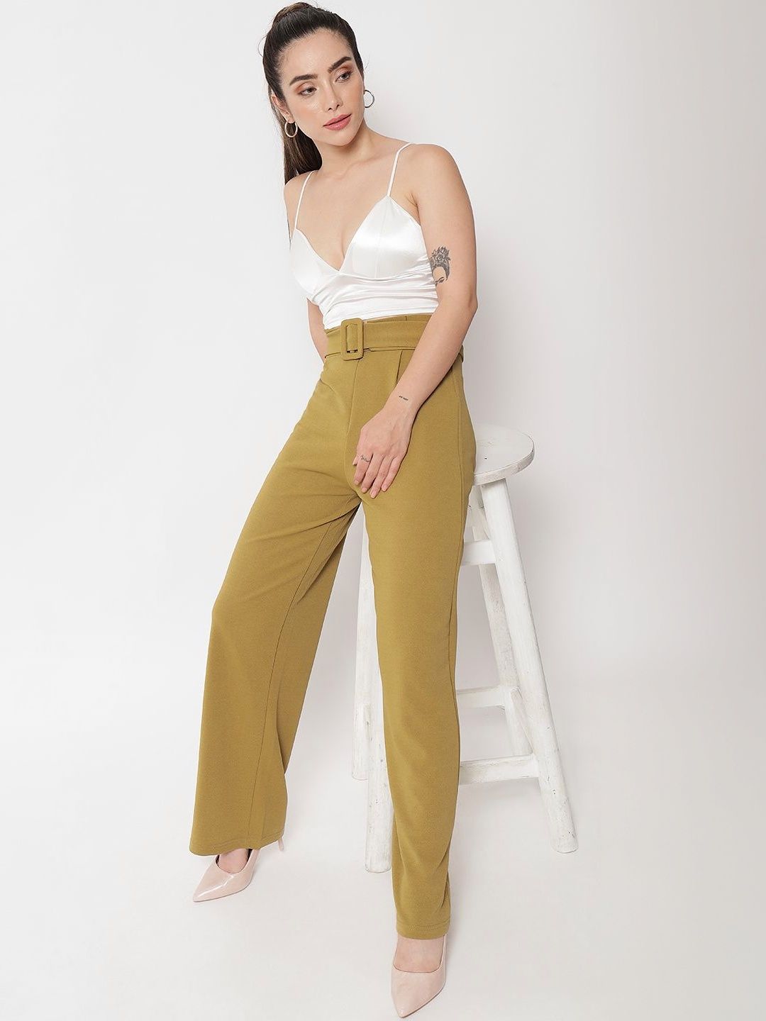 Women Pack Of 2 High-Rise Easy Wash Regular Fit Trousers