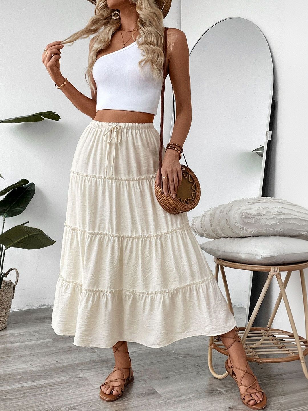 Tiered Flared Cotton Skirts