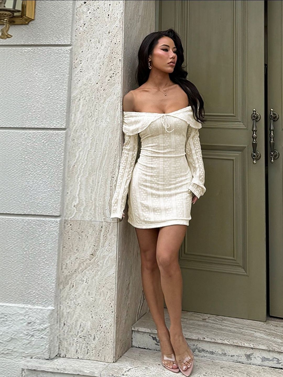 NOWI Off-Shoulder Bodycon Mini Dress