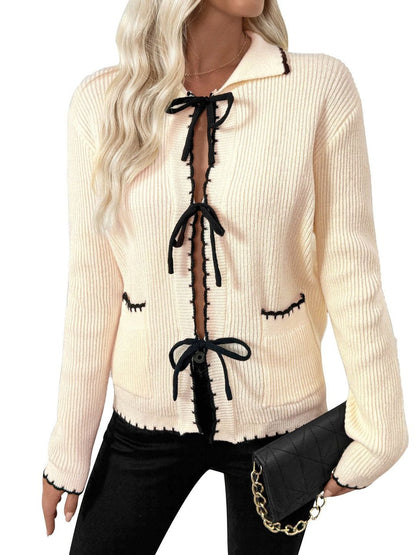 Women's Beige Nowi Women Cardigan Blend Printed Regular Fit
