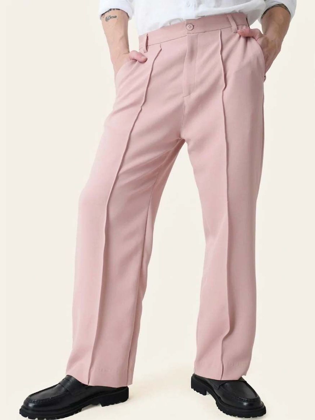 Men Wrinkle Free Pleated Trousers