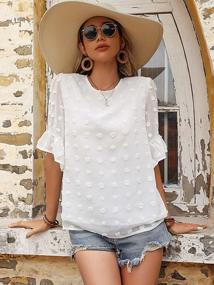 Flutter Sleeve Ruffles Top - Nowi Korean Fashion