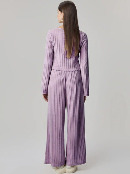 Lilac Striped Co-ords with Scoop Neck Top