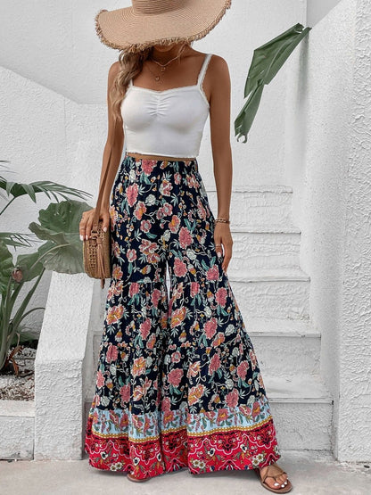 Floral Printed Loose Fit Non Iron Trousers Style 567 - Nowi Korean Fashion