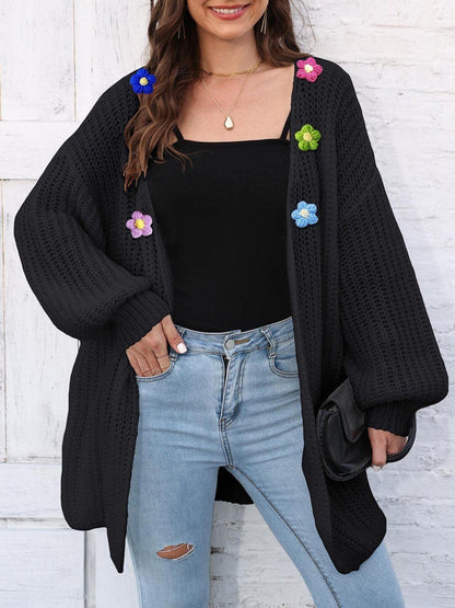 Women Colourblocked Ribbed Longline Cardigan with Embellished Detail