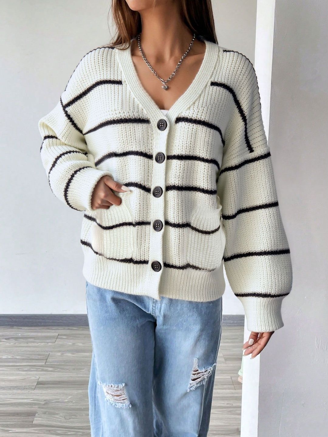 NOWI Women Striped Cardigan