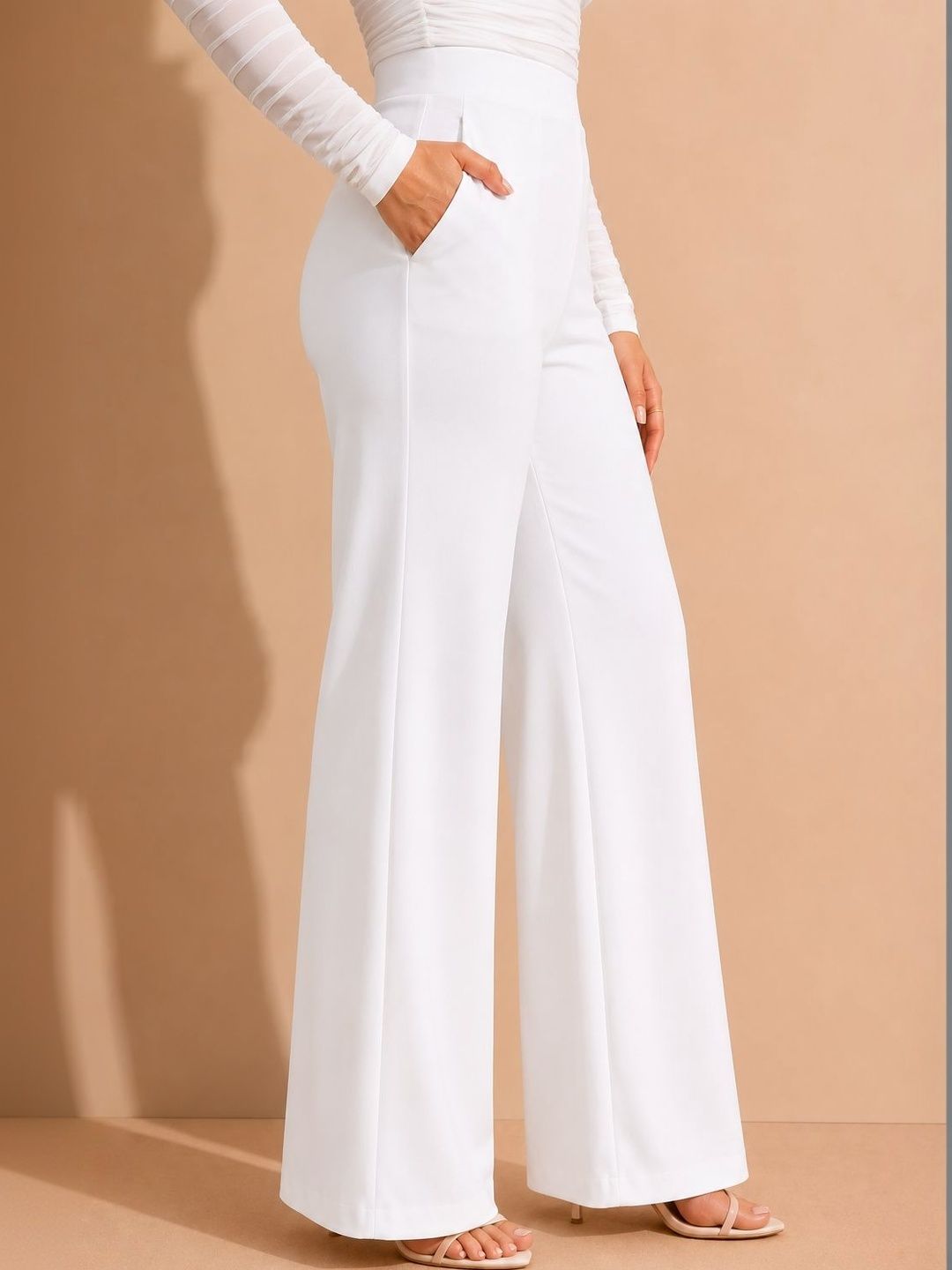 Women Relaxed Straight Fit High-Rise Trousers