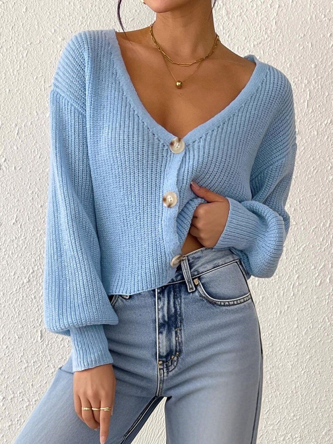 Women Ribbed Crop Cardigan