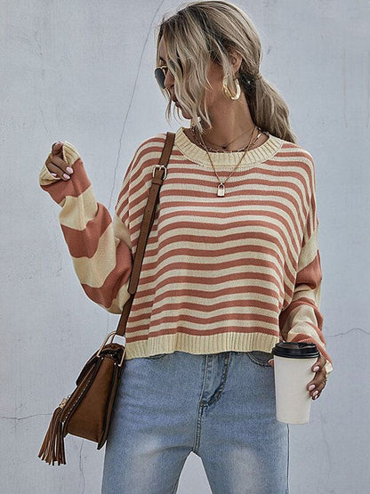 NOWI Striped Crop Pullover - Nowi Korean Fashion