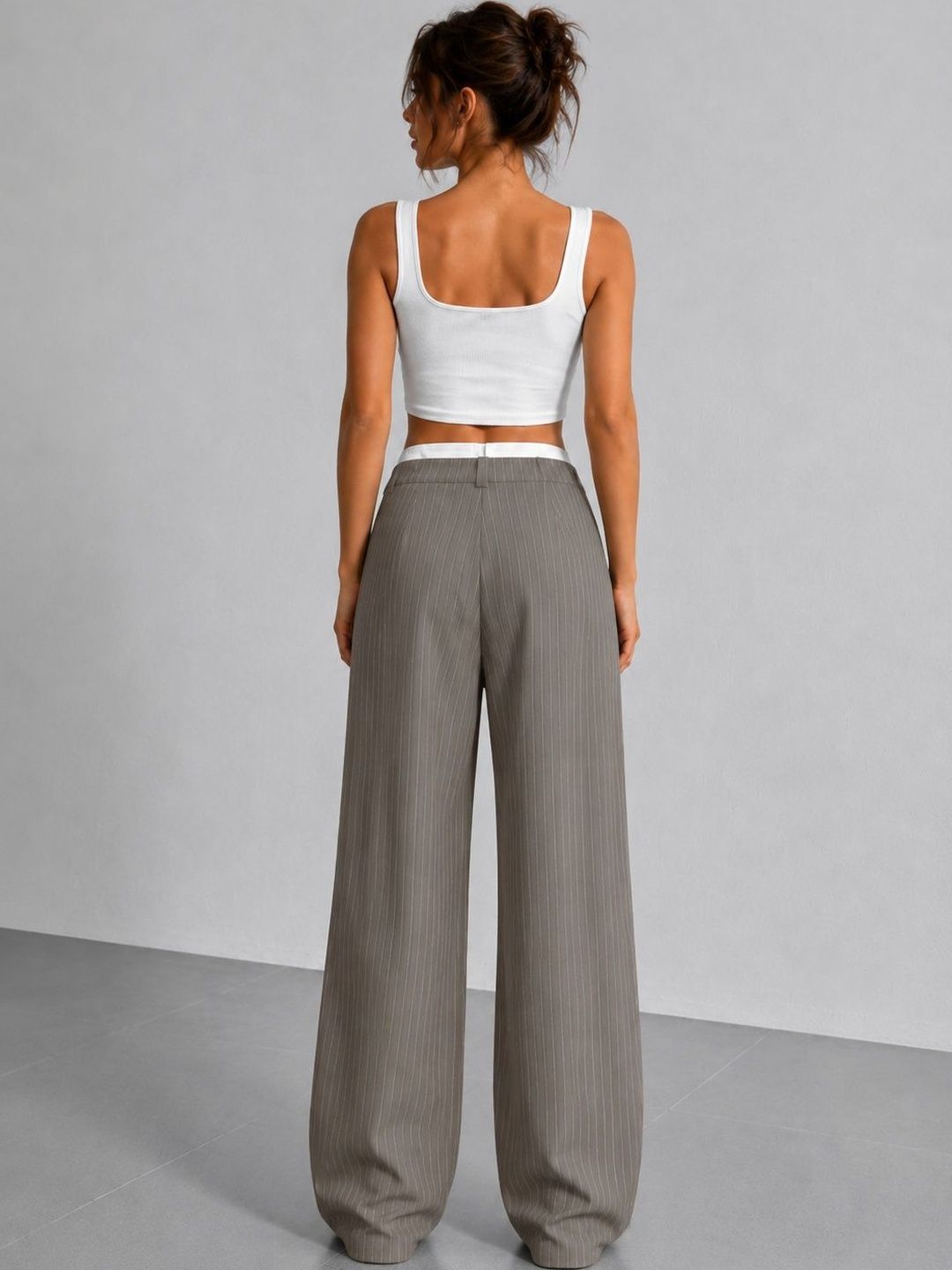 Women Striped Relaxed High-Rise Wrinkle Free Pleated No Fly Trousers