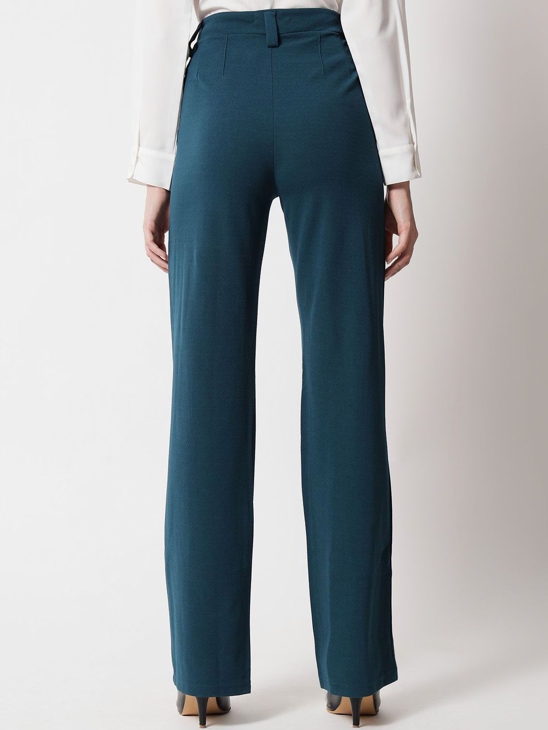 NOWI Women Regular Fit High-Rise Easy Wash Trousers