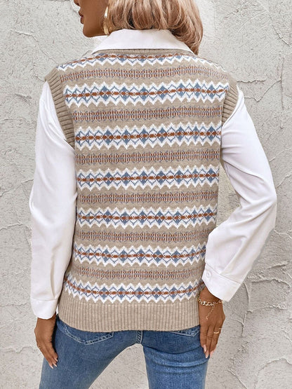 Women's Beige Printed Sweater Vest