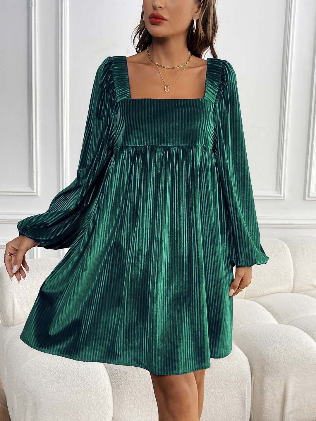 Puff Sleeve A-Line Dress