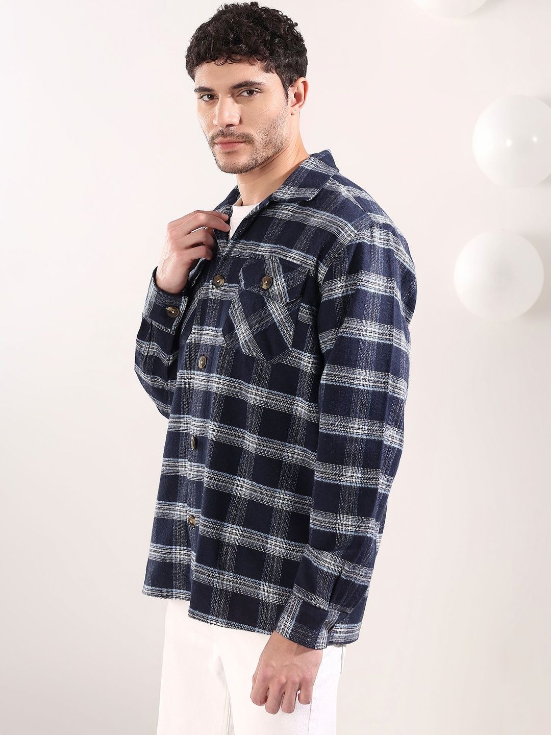 NOWI Men Tartan Checks Checked Casual Shirt