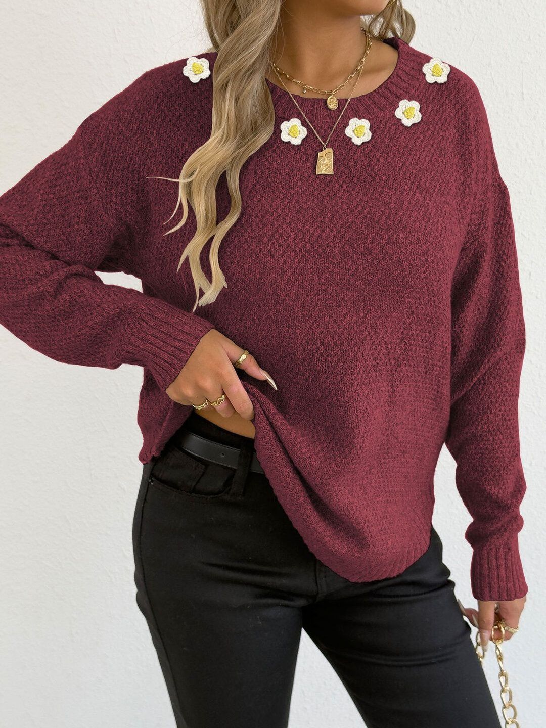Women Pullover with Applique Detail
