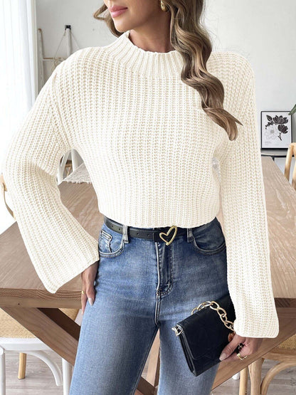 Women Ribbed Crop Pullover