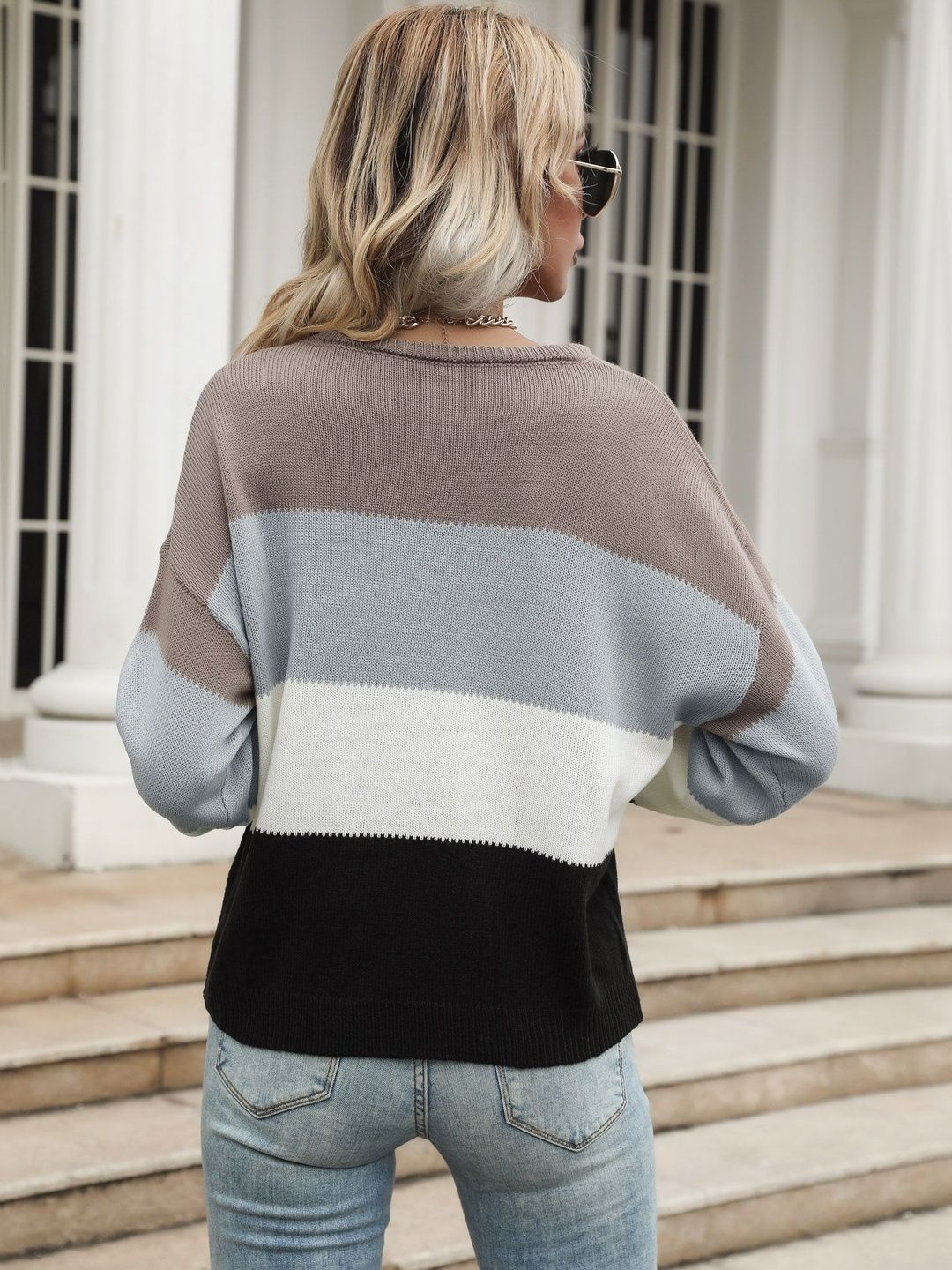 Women's Grey Colourblocked Pullover Blend Printed