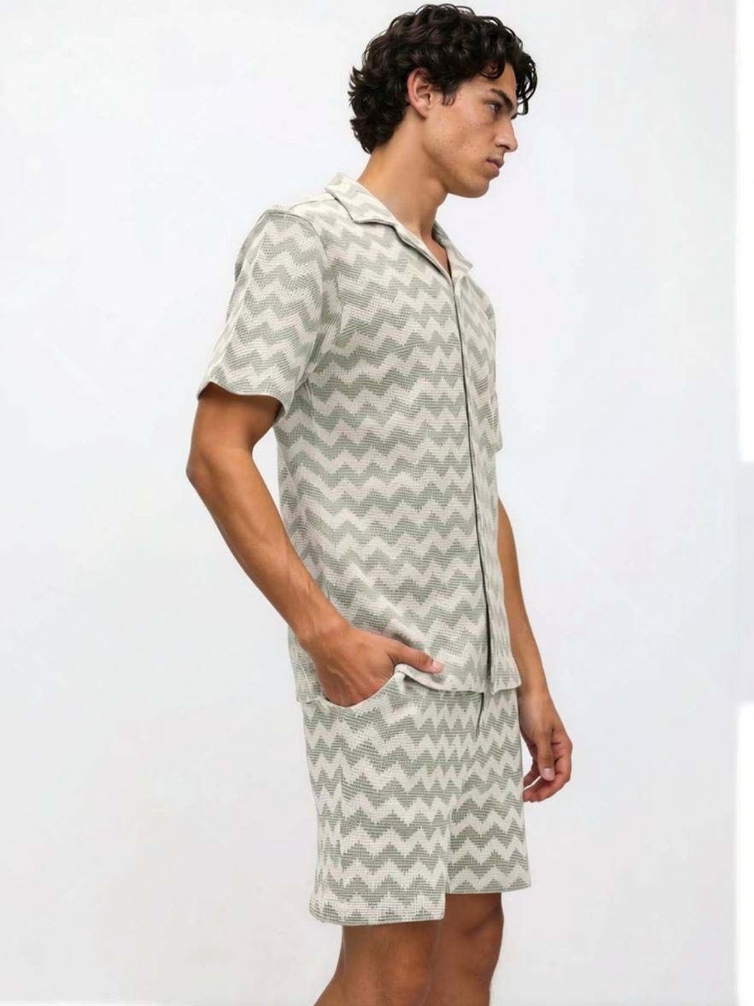 Crochet Woven Design Shirt with Shorts