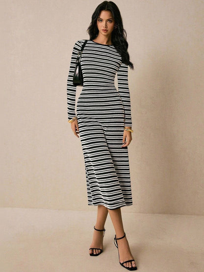 Striped Sheath Midi Dress