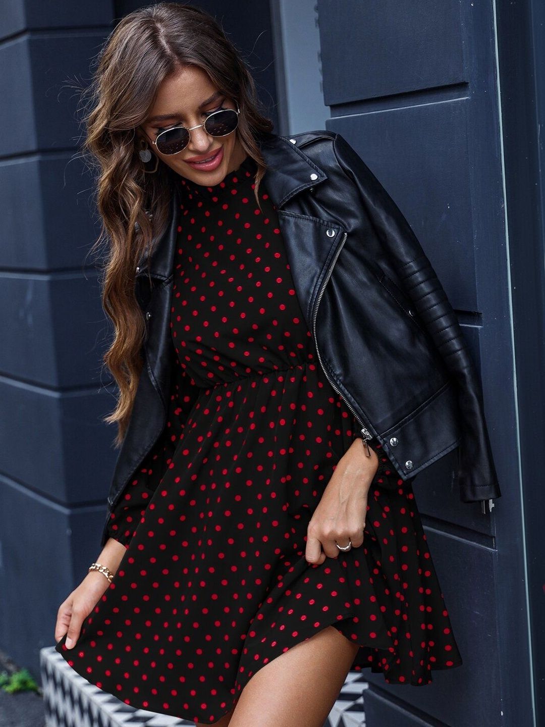 Polka Dot Print Fit & Flare Dress