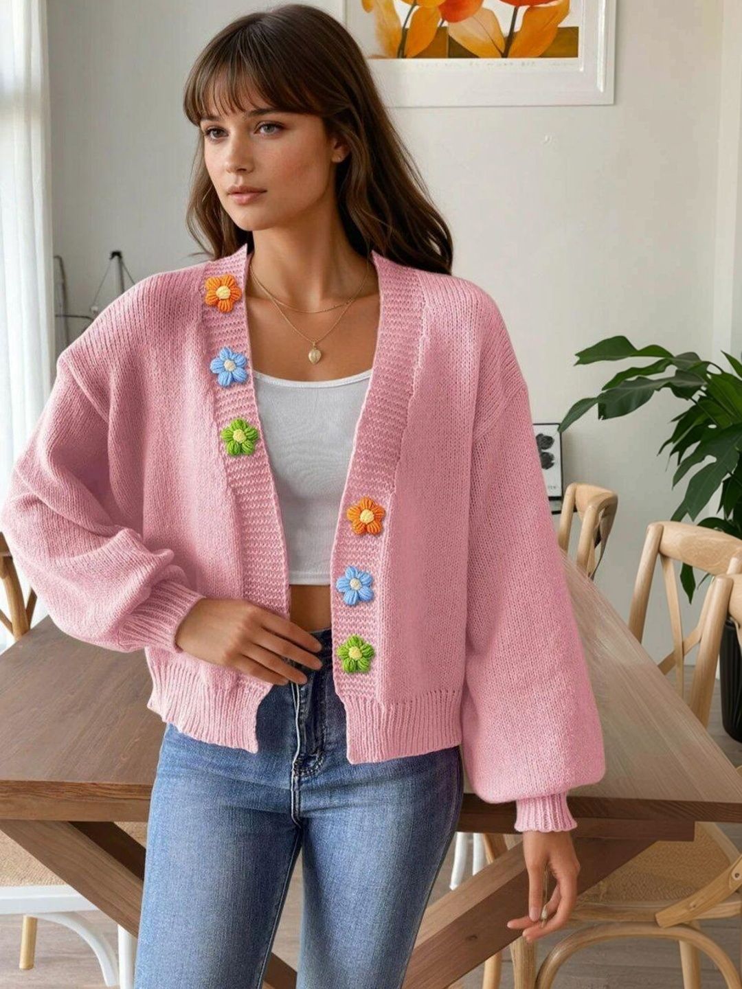 Women Cardigan with Embellished Detail