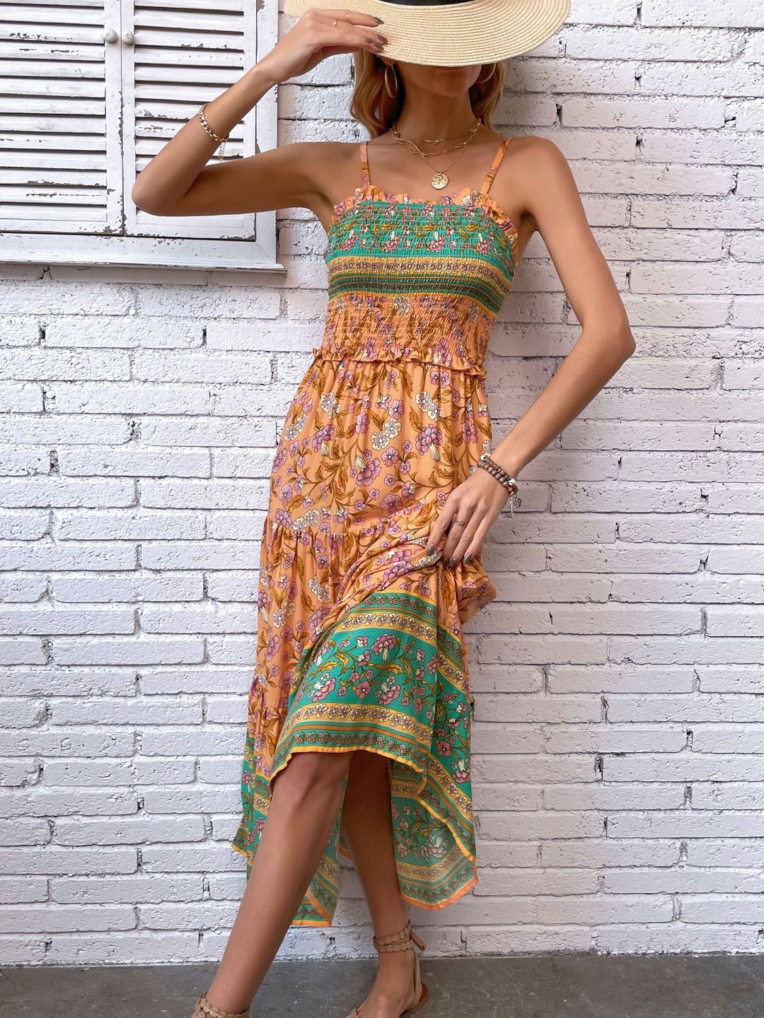 Floral Print Fit & Flare Midi Dress