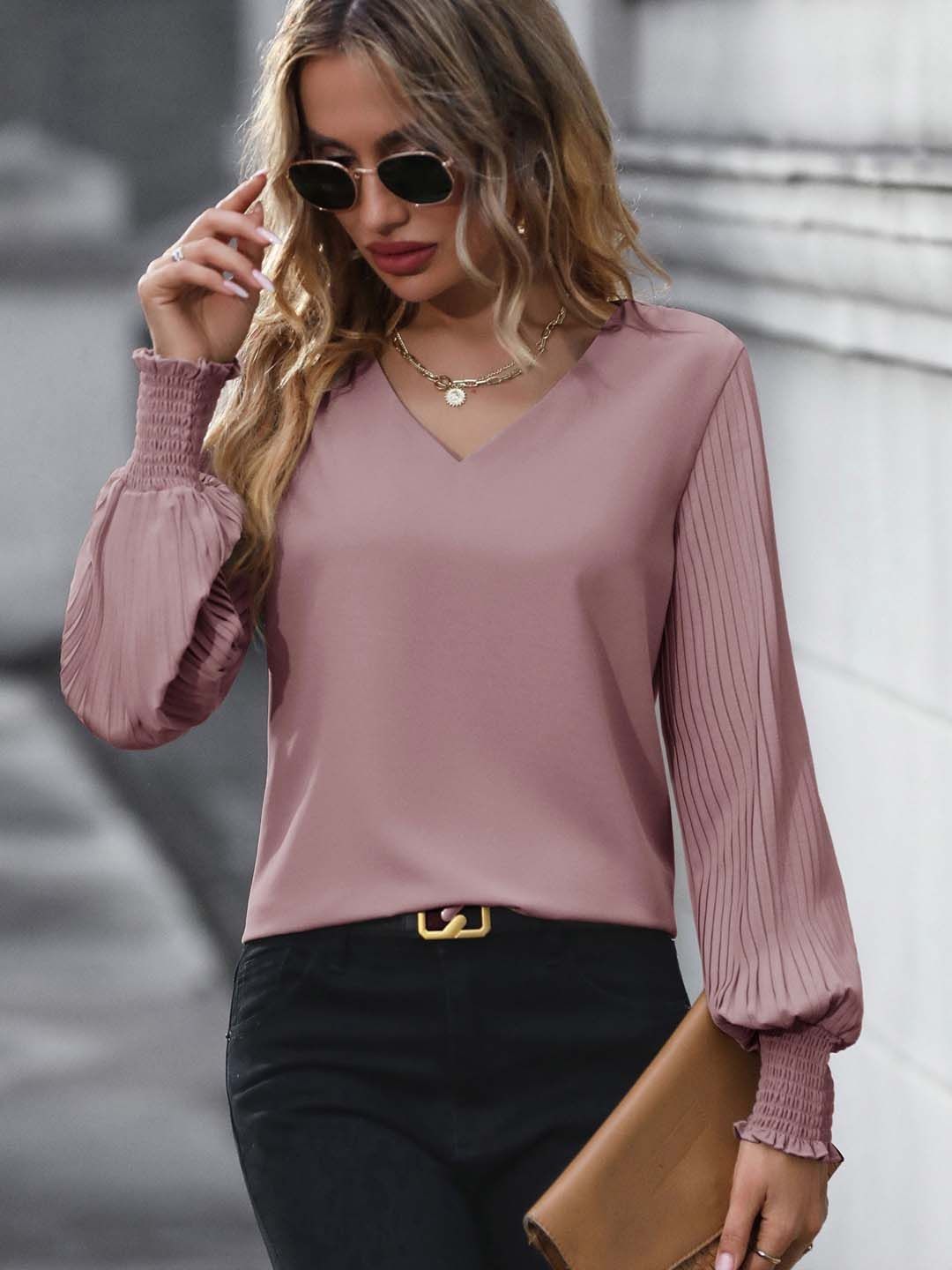 NOWI Accordion Pleated Sleeves Top