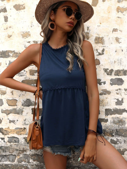 Ruffles Cotton Top Sleeveless - Nowi Korean Fashion