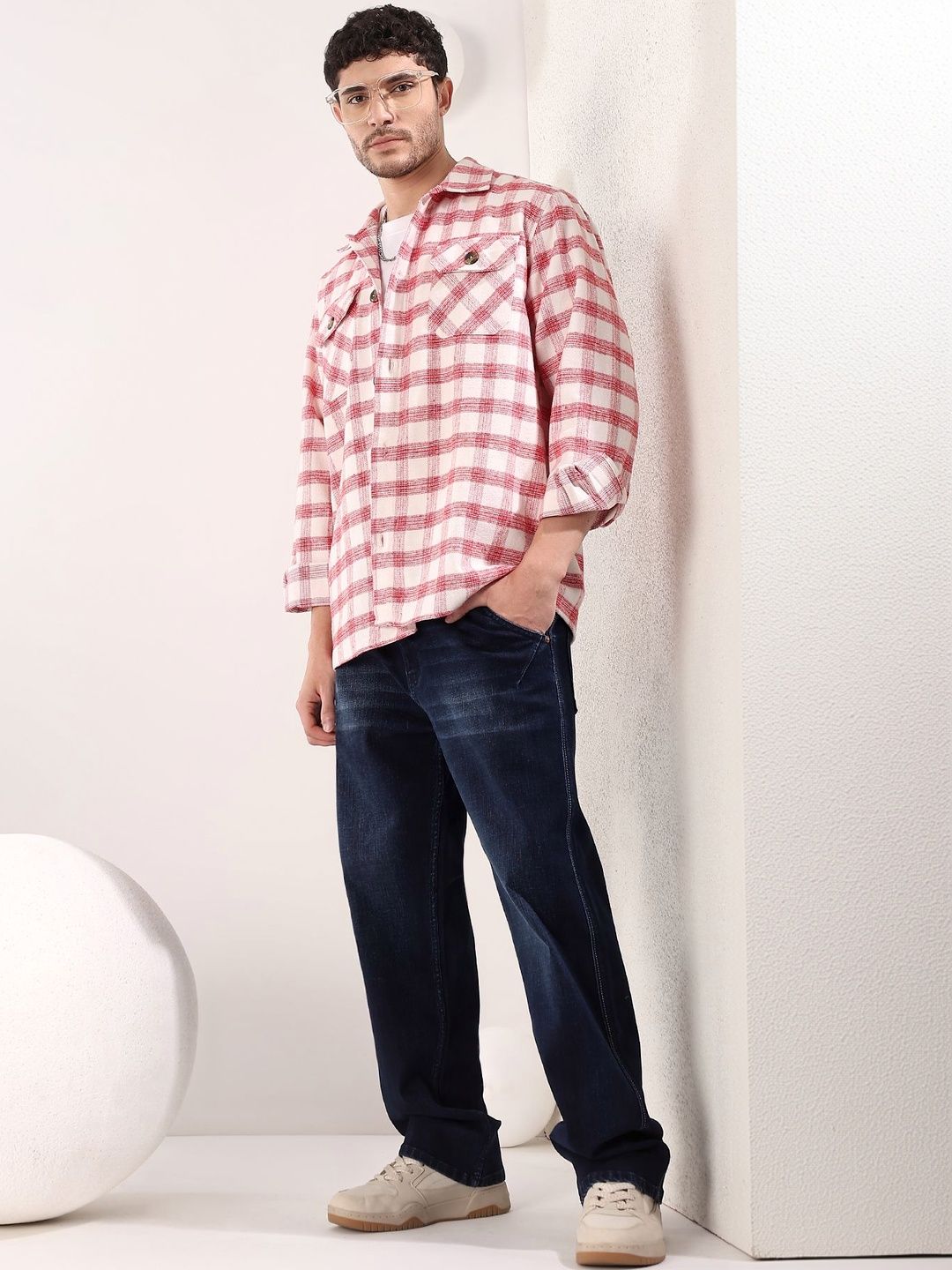 NOWI Men Checked Casual Shirt