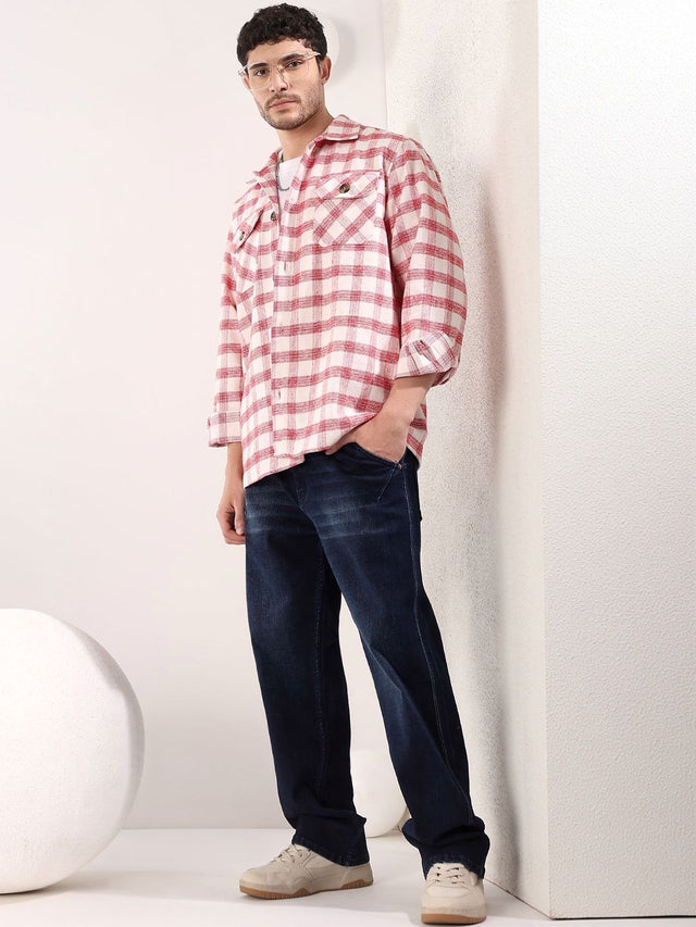 NOWI Men Checked Casual Shirt