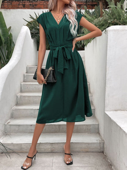 Fit & Flare Dress in Green modal - Nowi Korean Fashion