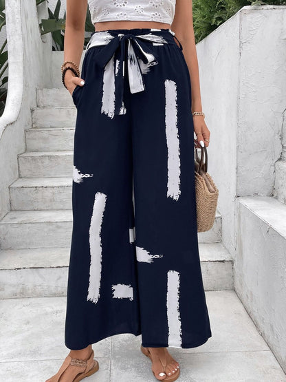 Printed Non Iron Trousers in Blue other - Nowi Korean Fashion