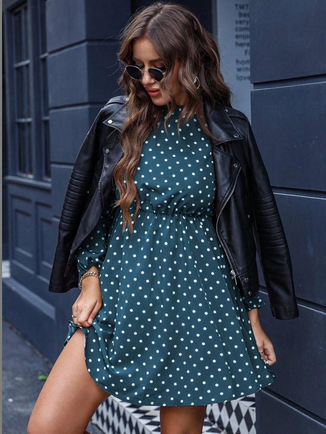 Polka Dot Print Fit & Flare Dress