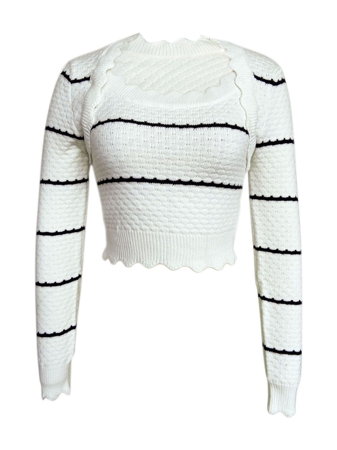NOWI Women Striped Crop Pullover