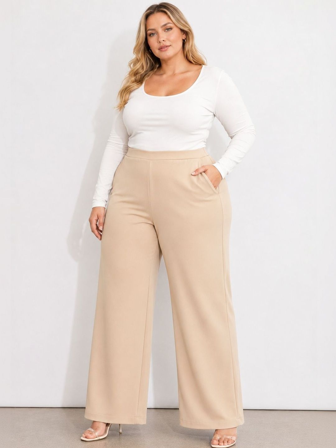 Women Relaxed Straight Fit High-Rise Trousers