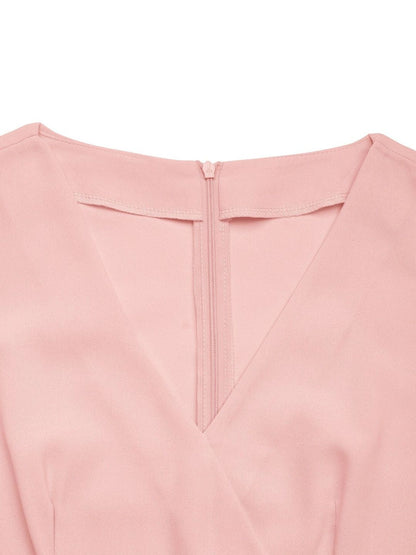 Women's Pink Puff Sleeve Wrap Top