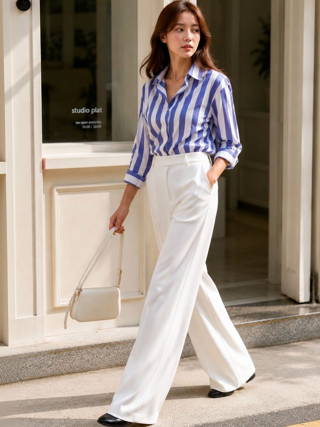 Women Relaxed Straight Leg Straight Fit Wrinkle Free Trousers