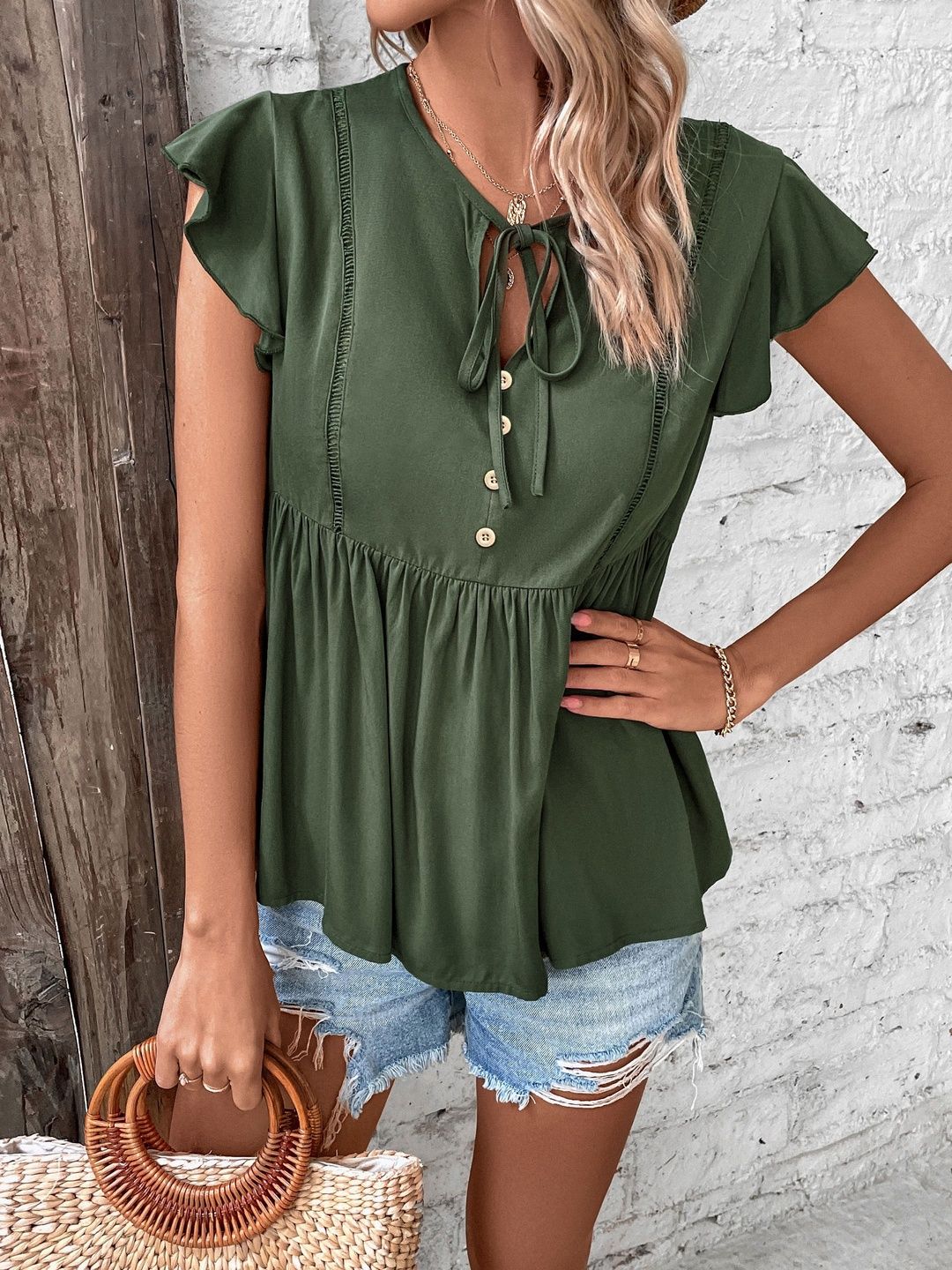 Flutter Sleeve Cotton Top
