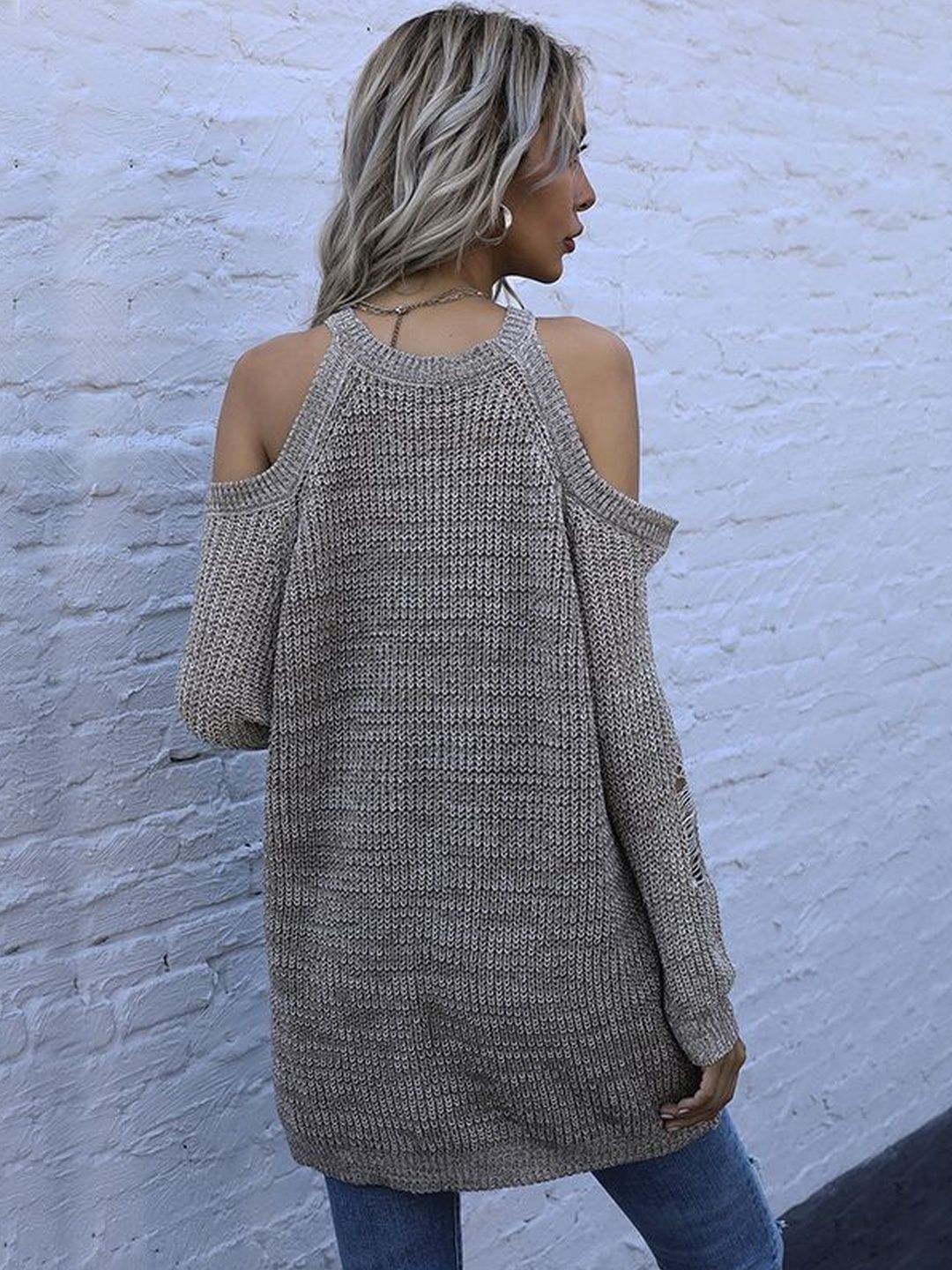 Women's Beige Pullover Blend Printed Regular Fit