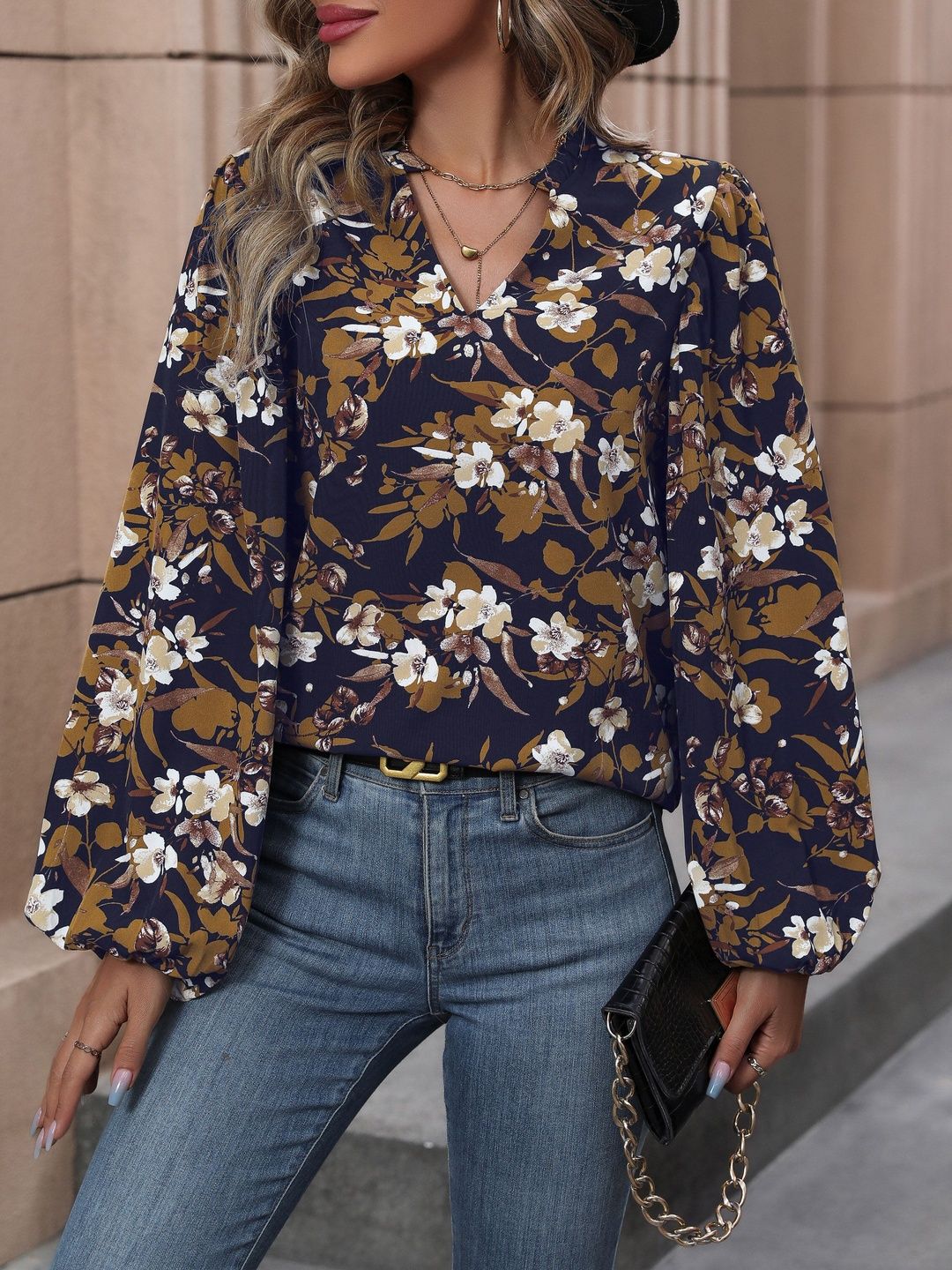Women's Nowi Floral Print Bishop Sleeves Top