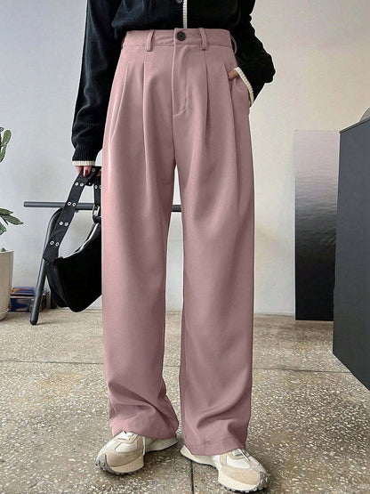 Women Straight Fit Pleated Trousers