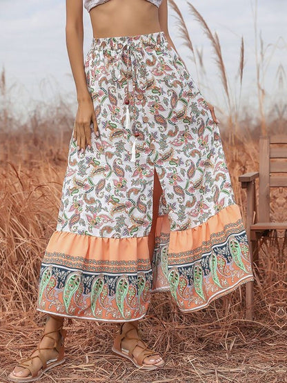 Printed Tiered Flared Cotton Skirts