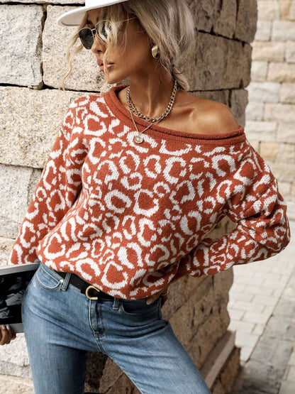 Women's Orange Animal Printed Pullover