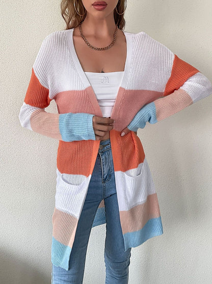 Women's Pink Striped Cardigan