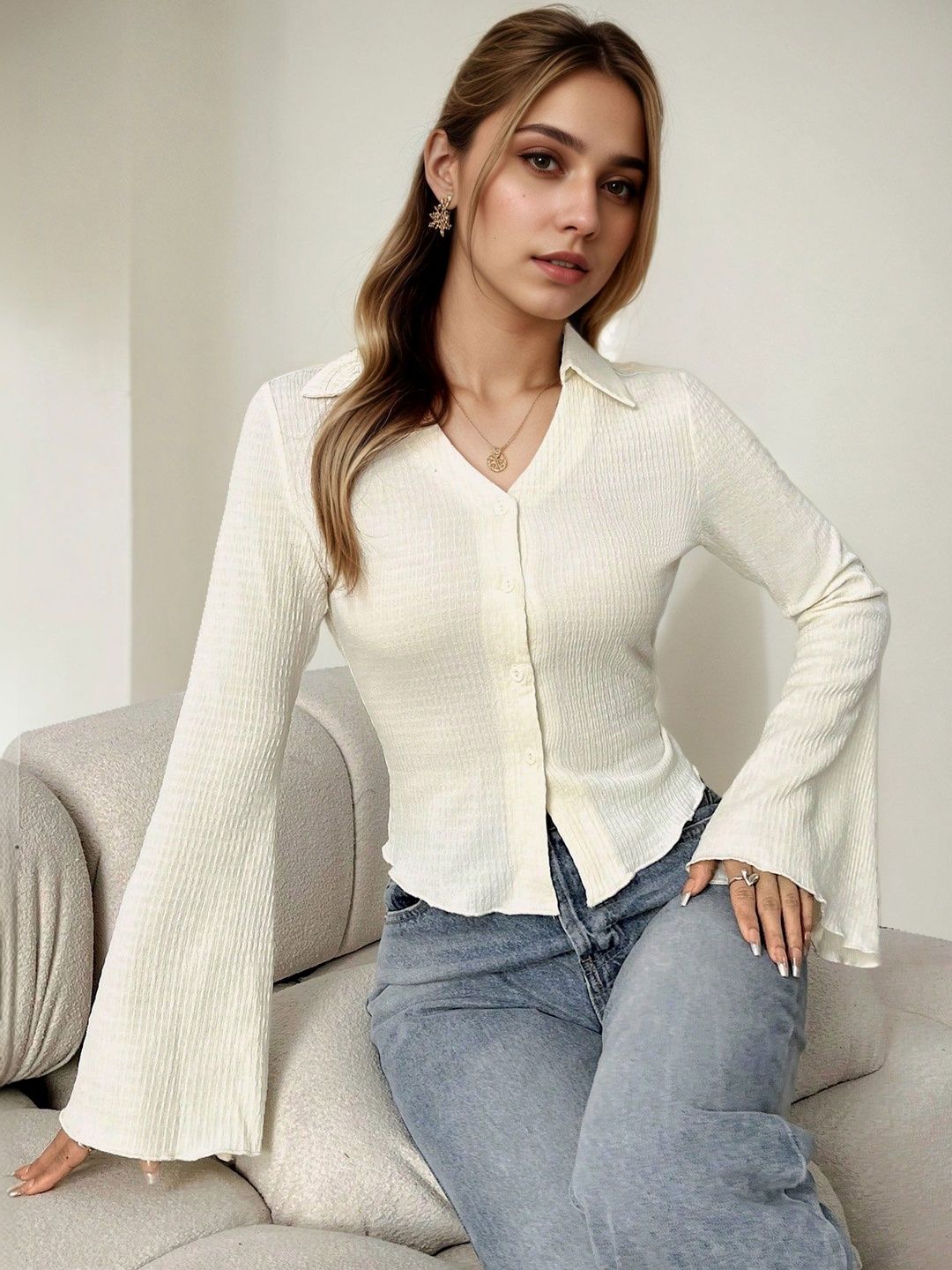 NOWI Bell Sleeve Cotton Top